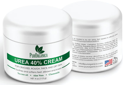 Urea 40% Cream – Made in USA, Foot Cream for Thick, Cracked, Rough Skin, Callus & Corn Remover, Toenail Softener & Dead Skin Treatment