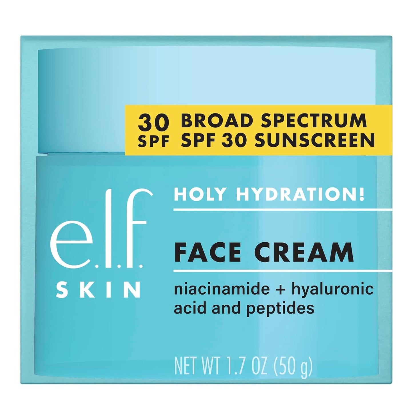 e.l.f. SKIN Holy Hydration! Face Cream with Broad Spectrum SPF 30 Sunscreen – Ultra-Hydrating, Quick-Absorbing Moisturizer for Soft, Smooth Skin, 1.8 Oz (50g)