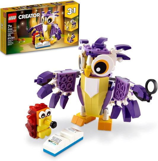 LEGO Creator 3-in-1 Fantasy Forest Creatures Set – Woodland Animal Toys Transforms from Rabbit to Owl to Squirrel, Ideal Gift for Kids Aged 7+, 31125