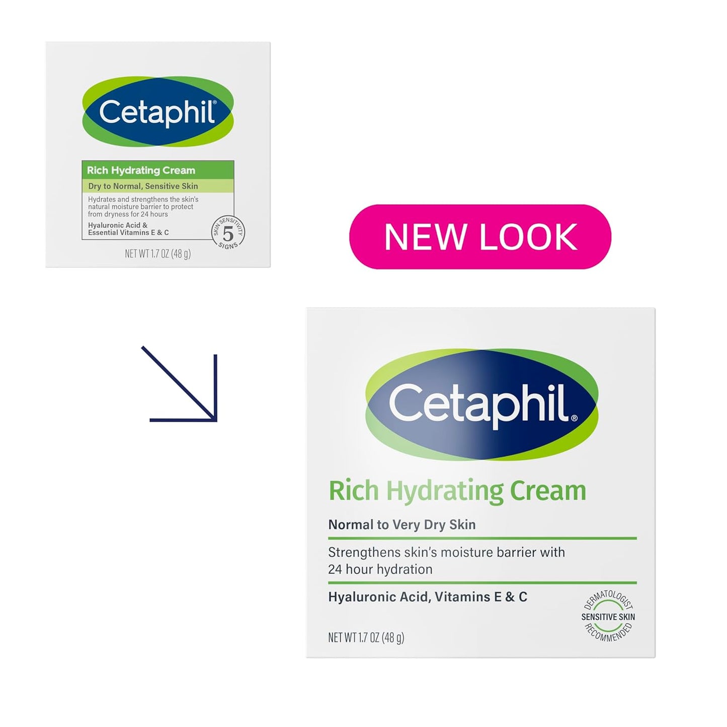 CETAPHIL Rich Hydrating Night Cream for Face with Hyaluronic Acid, 1.7 oz, Moisturizing Cream for Dry to Very Dry Skin, Fragrance-Free