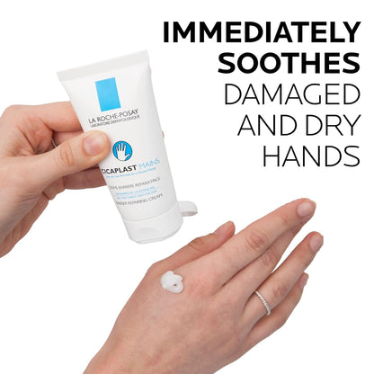 La Roche-Posay Cicaplast Hand Cream, 3.38 oz | Instant Relief Moisturizing Hand Lotion for Dry, Cracked Hands, with Shea Butter, Non-Greasy & Fragrance-Free