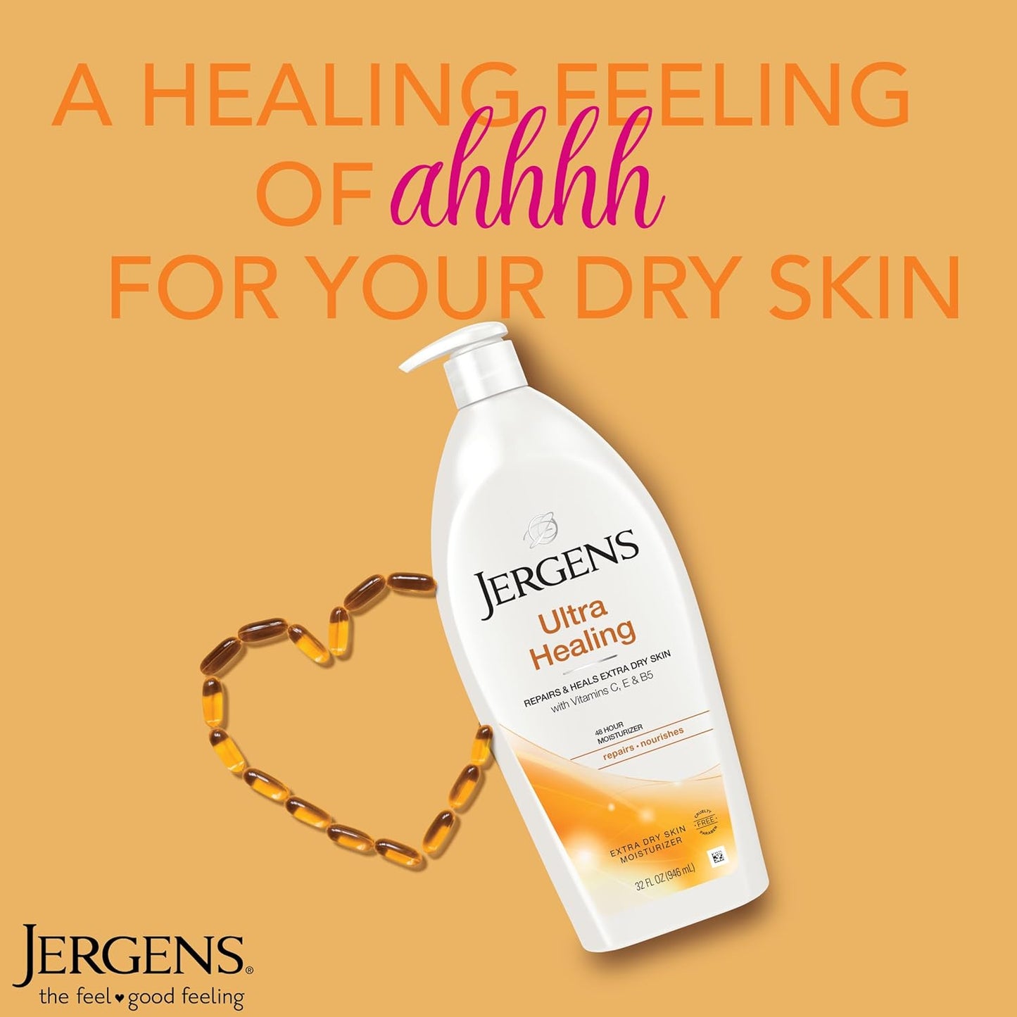 Jergens Ultra Healing Dry Skin Moisturizer, 32 oz | Body & Hand Lotion with HYDRALUCENCE Blend, Vitamins C, E, & B5 for Extra Dry Skin