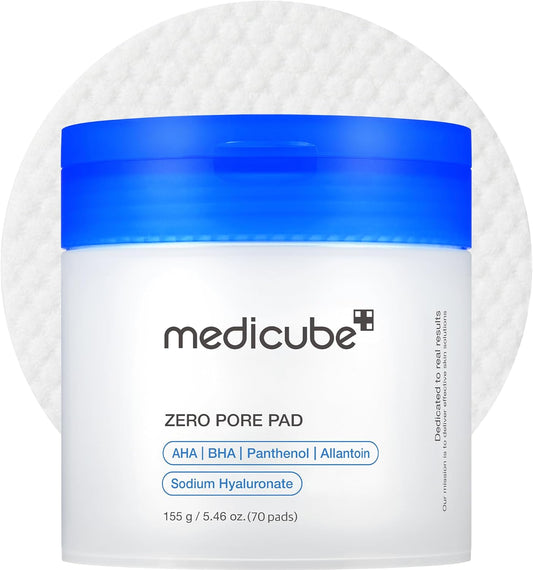 Medicube Zero Pore Pads 2.0 – Dual-Textured Exfoliating Toner Pads with 4.5% AHA Lactic Acid & 0.45% BHA Salicylic Acid for Pore Care, Smooth Skin, and All Skin Types – Korean Skin Care (70 Pads)