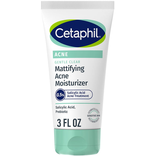 Cetaphil Face Moisturizer for Acne-Prone Skin, Mattifying & Hydrating with 0.5% Salicylic Acid, 3oz – Gentle Clear Formula for Sensitive Skin