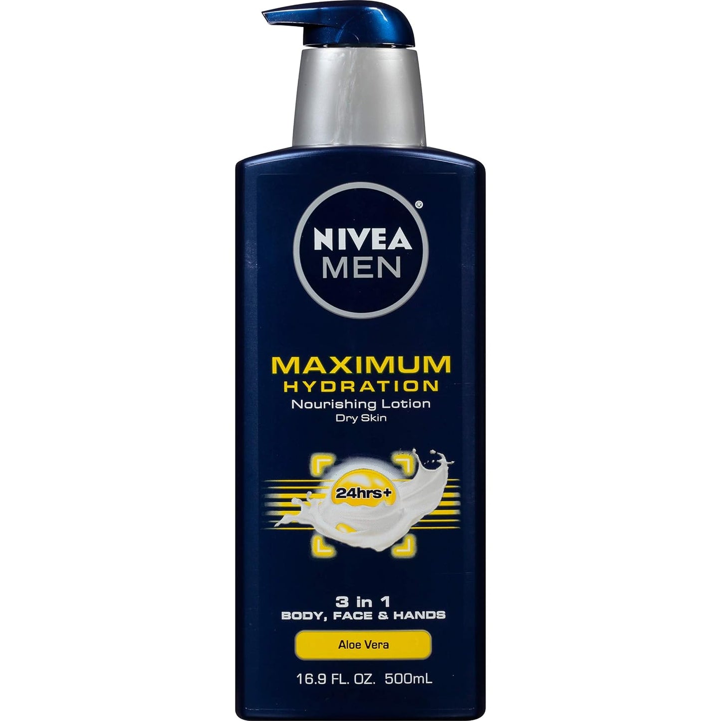 NIVEA MEN Maximum Hydration 3-in-1 Body Lotion, 16.9 Fl Oz | Nourishing Moisturizer for Body, Face, and Hands