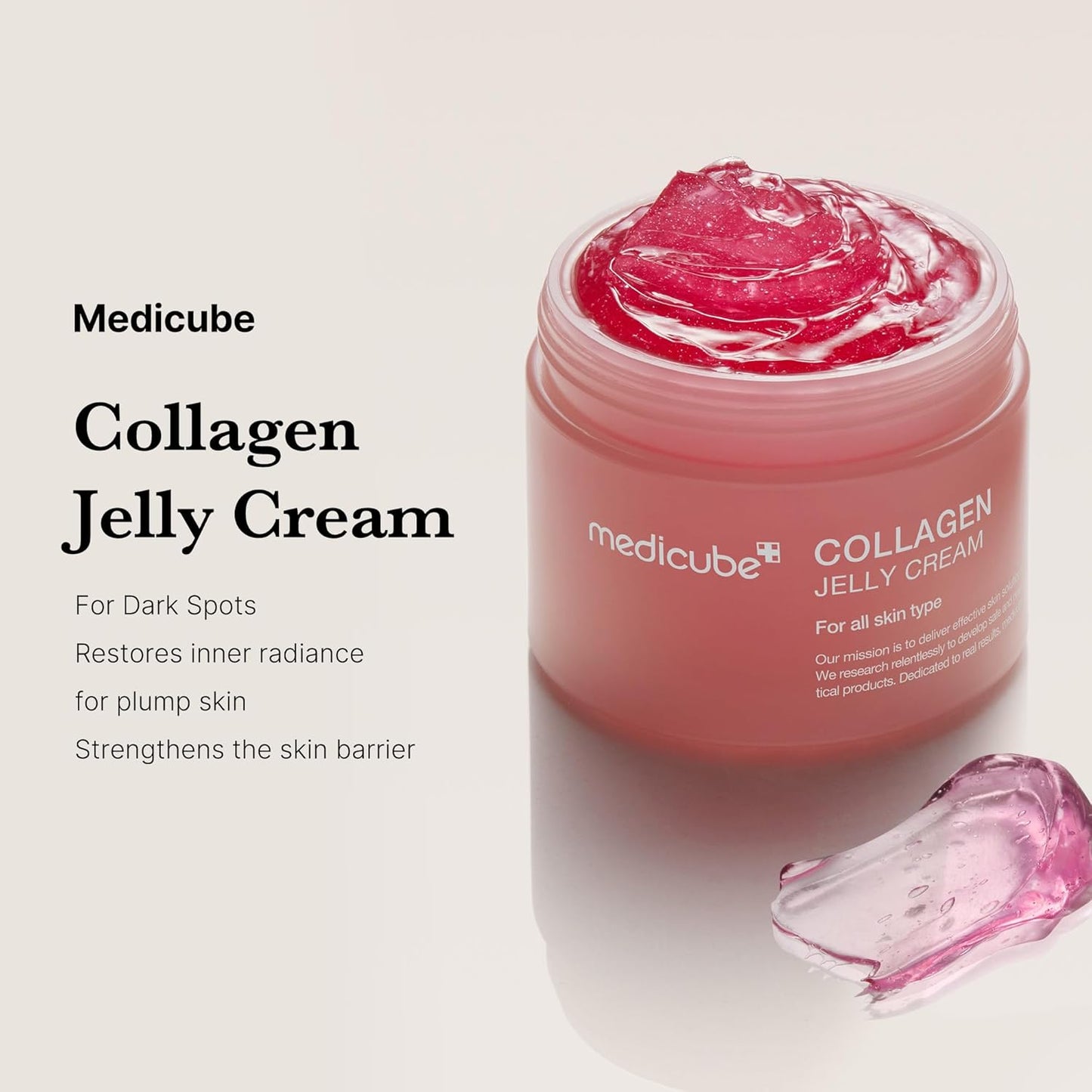 Medicube Collagen Jelly Cream, 1.69 fl. oz. (Pack of 1) – Niacinamide & Freeze-Dried Hydrolyzed Collagen for 24-Hour Glow, Hydration, and Lifted Skin Barrier