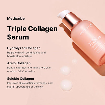 Medicube Triple Collagen Serum, 1.85 fl. oz – Lightweight Serum with Triple Collagen Complex, Niacinamide & Hyaluronic Acid for Nourishing Dull Skin – Korean Skincare