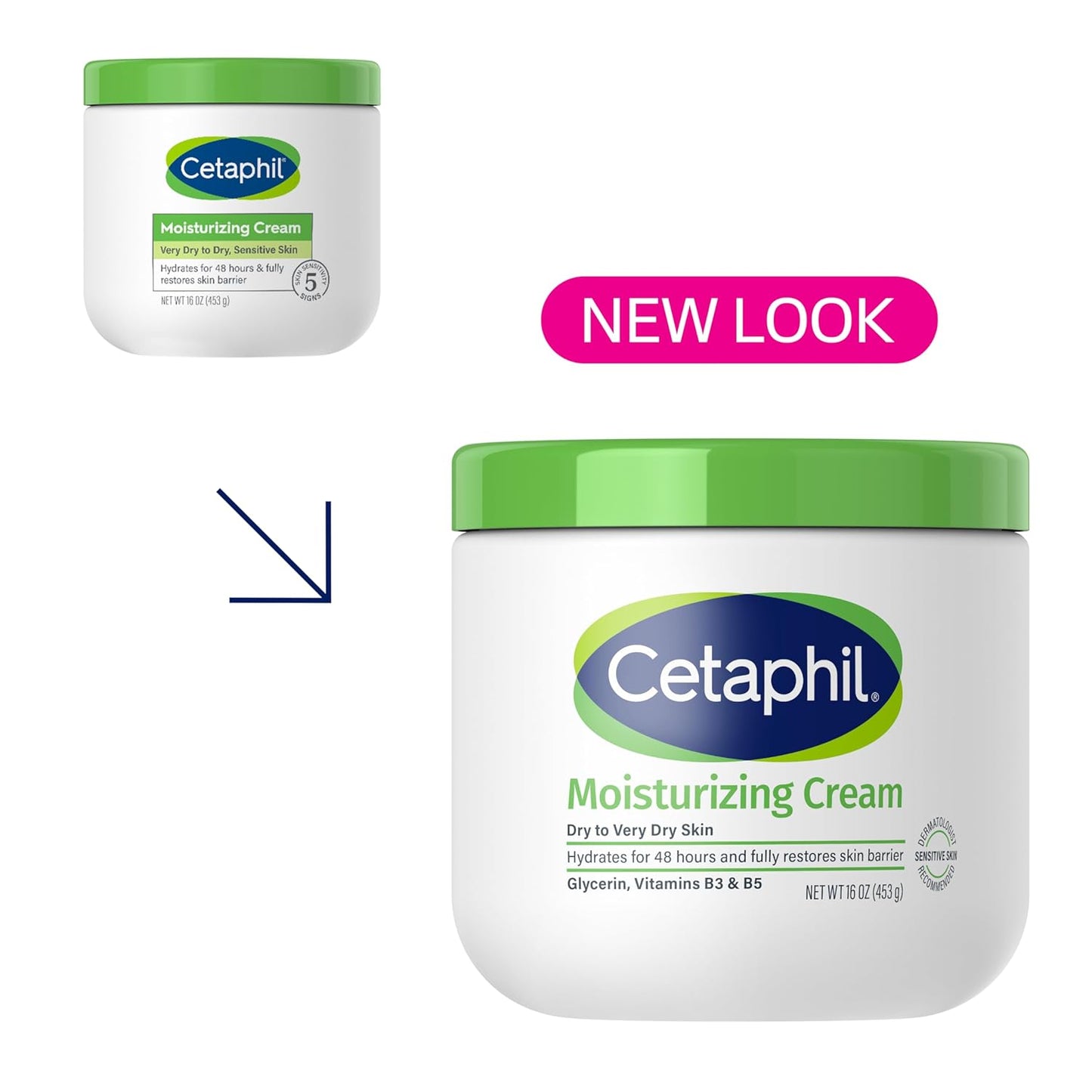 Cetaphil Hydrating Moisturizing Cream for Face & Body, 16 oz, 2-Pack | For Dry to Very Dry, Sensitive Skin | Fragrance-Free & Non-Comedogenic