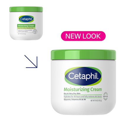 Cetaphil Hydrating Moisturizing Cream for Face & Body, 16 oz, 2-Pack | For Dry to Very Dry, Sensitive Skin | Fragrance-Free & Non-Comedogenic