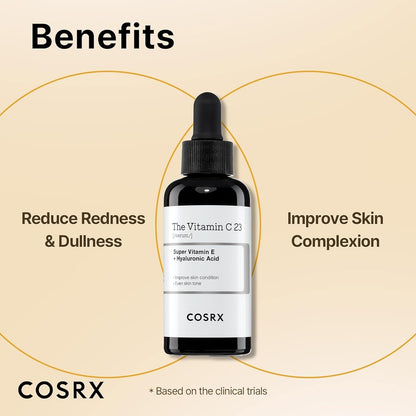 COSRX Pure Vitamin C 23% Serum with Vitamin E & Hyaluronic Acid – Brightening & Hydrating Facial Serum for Fine Lines, Uneven Skin Tone & Dull Skin, Korean Skin Care, 0.7 oz (20g)