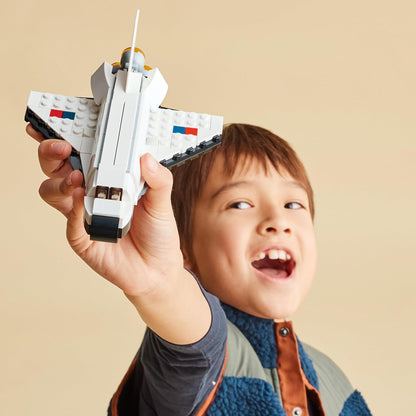 LEGO Creator 3-in-1 Space Shuttle Building Set – Buildable Space Toys for Boys & Girls Aged 6+, Includes Options for 2 Spaceships or Astronaut, Educational Gift for Kids' Birthdays & Holidays, 31134