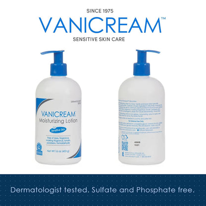 Vanicream Moisturizing Lotion for Sensitive Skin, 16 oz | Fragrance-Free, Gluten-Free, with Pump Dispenser