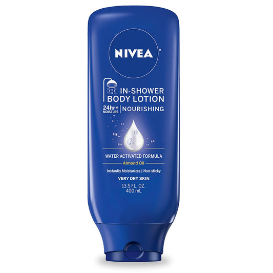 NIVEA Nourishing In-Shower Body Lotion, 13.5 Fl Oz | Hydrating Lotion for Dry Skin with Moisture-Rich Formula