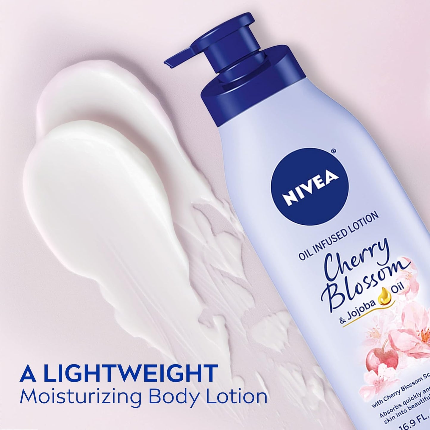 NIVEA Oil Infused Body Lotion, Cherry Blossom & Jojoba Oil, 16.9 fl oz Pump Bottle | Moisturizing Lotion for Dry Skin