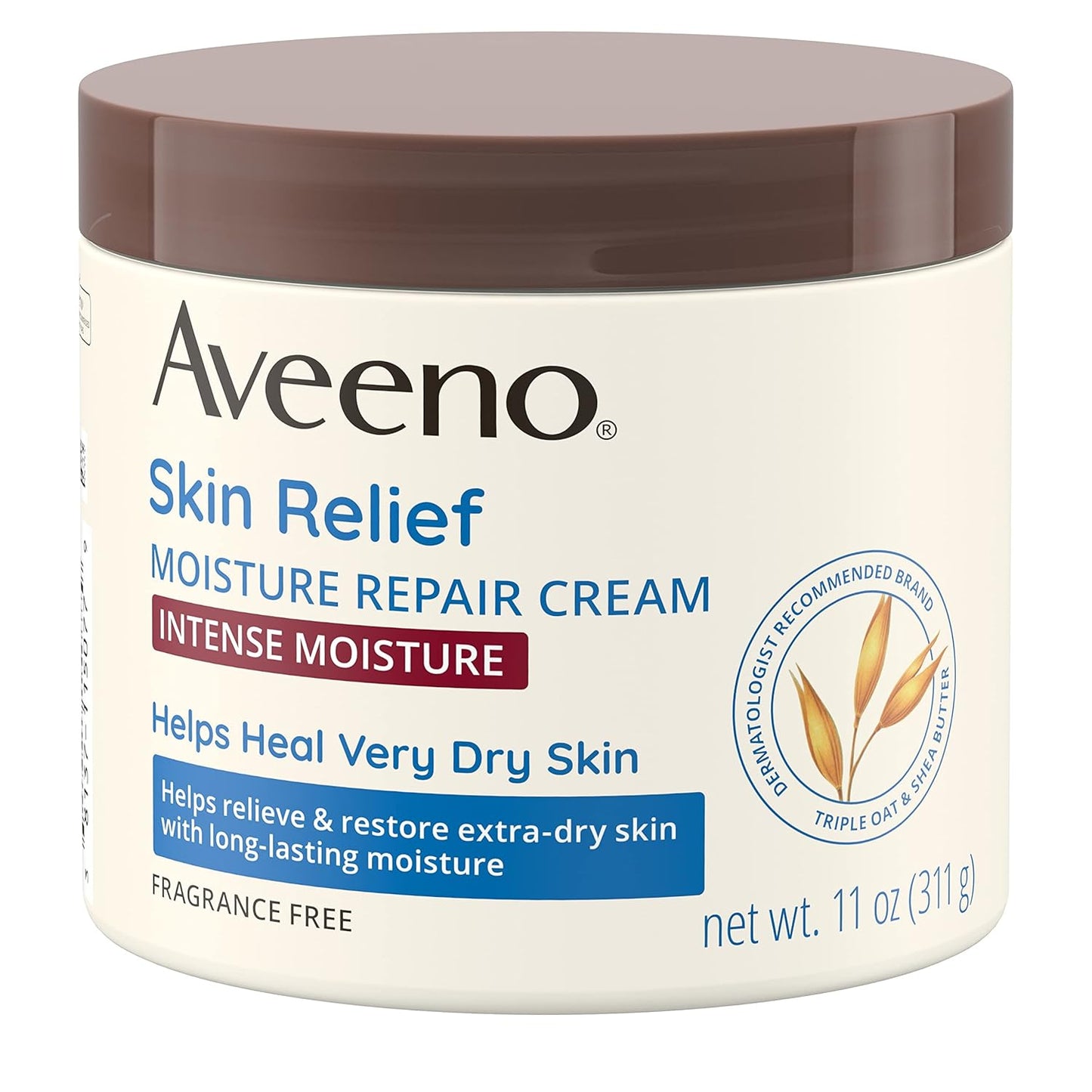 Aveeno Skin Relief Intense Moisture Repair Body Cream, 11 oz | Triple Oat & Shea Butter Formula for Extra-Dry Skin Relief & Long-Lasting Hydration