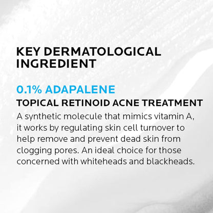 La Roche-Posay Effaclar Adapalene Gel 0.1% Acne Treatment | Retinoid Acne Cream for Blackheads & Whiteheads | Oil-Free Acne Medication