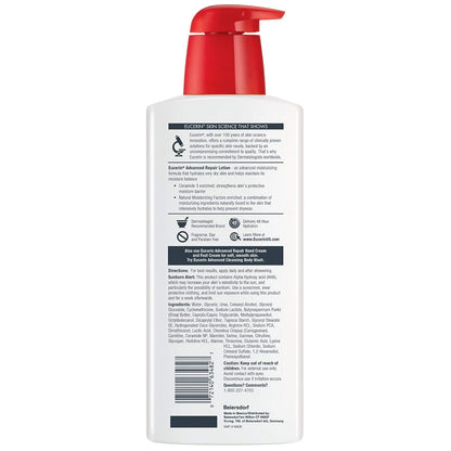 Eucerin Advanced Repair Body Lotion for Very Dry Skin, 16.9 Fl Oz | Unscented Formula with Ceramides, Deep Moisturizing & Skin Repair