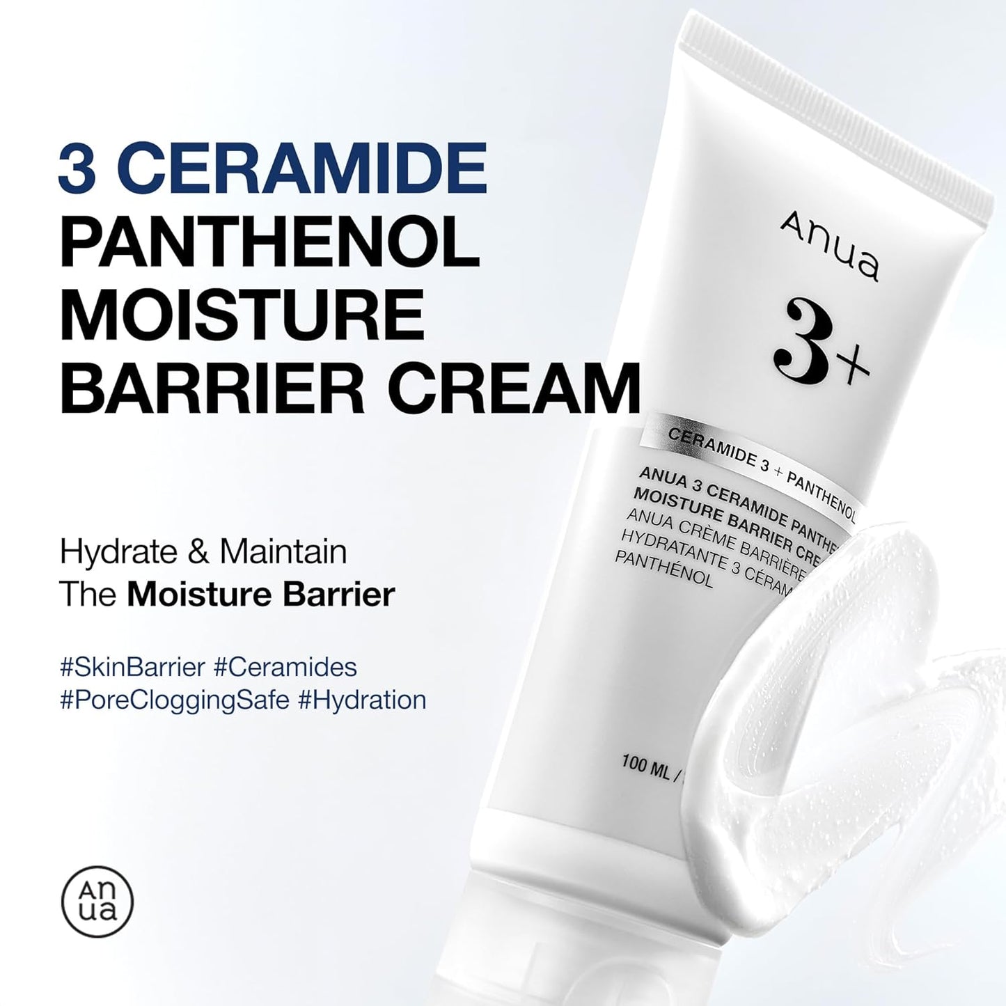 ANUA 3 Ceramide Panthenol Moisture Barrier Cream – Hydrating Face Moisturizer for Normal Skin, Centella, Non-Comedogenic, 100ml (3.38 fl oz)