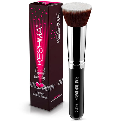 KESHIMA Flat Top Kabuki Foundation Brush - Premium Makeup Brush for Liquid, Cream, and Powder, Buffing and Blending, 1.2" Top Diameter