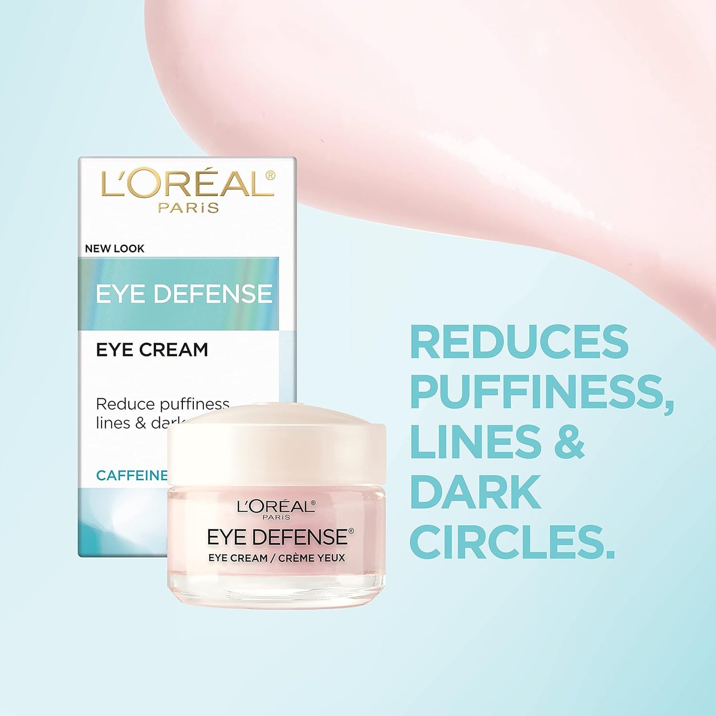 L'Oréal Paris Dermo-Expertise Eye Defense Cream with Caffeine & Hyaluronic Acid, 0.5 oz – Anti-Aging Eye Cream for Puffiness & Fine Lines