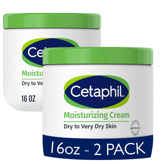 Cetaphil Hydrating Moisturizing Cream for Face & Body, 16 oz, 2-Pack | For Dry to Very Dry, Sensitive Skin | Fragrance-Free & Non-Comedogenic