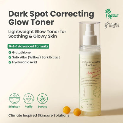 AXIS-Y Dark Spot Correcting Glow Toner, 4.22 fl. oz. (125ml) – Brightening & Soothing Toner with 98% Glutathione, 5% Niacinamide & Hyaluronic Acid – Vegan & Cruelty-Free Korean Skincare