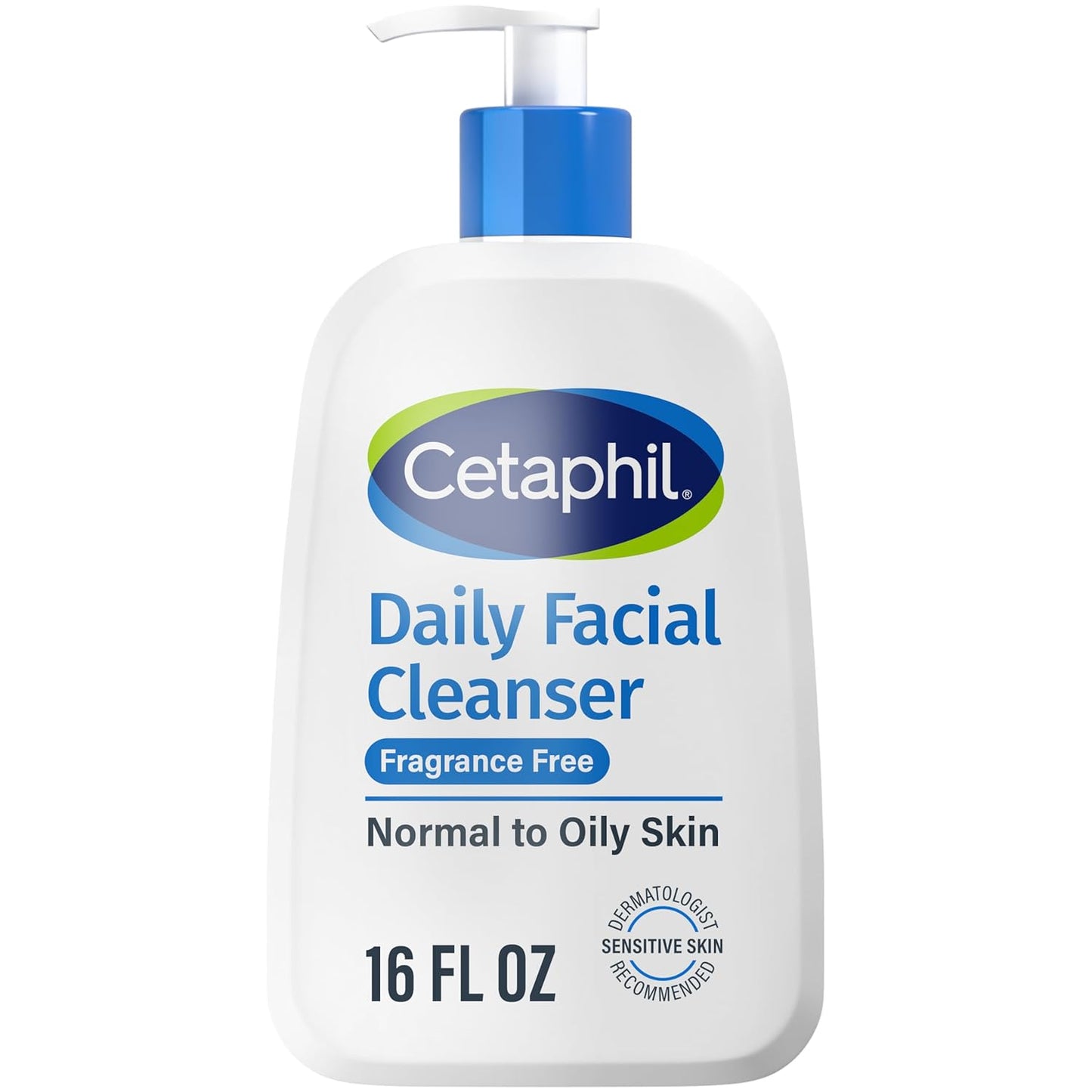 Cetaphil Daily Facial Cleanser for Sensitive, Combination to Oily Skin, 16 Oz | Fragrance-Free, Gentle Foaming, Soap-Free, Hypoallergenic