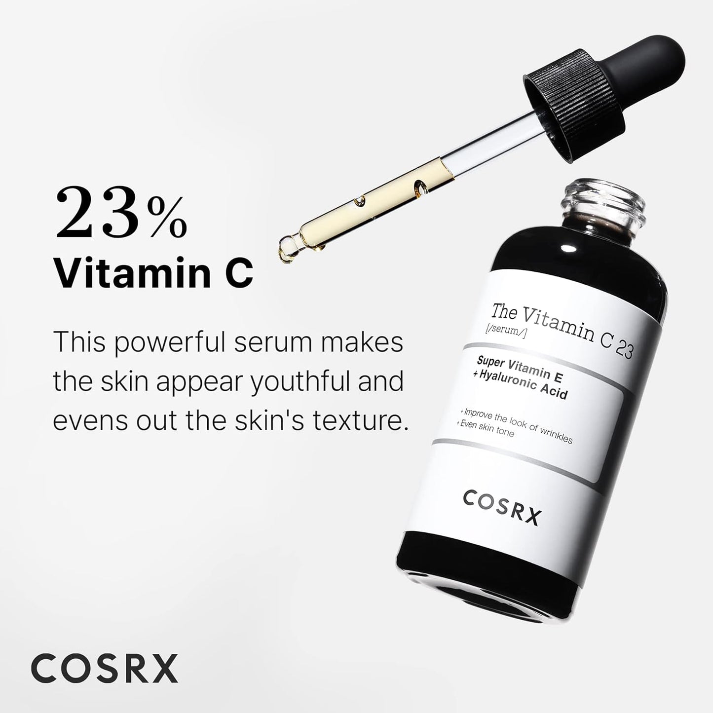 COSRX Pure Vitamin C 23% Serum with Vitamin E & Hyaluronic Acid – Brightening & Hydrating Facial Serum for Fine Lines, Uneven Skin Tone & Dull Skin, Korean Skin Care, 0.7 oz (20g)