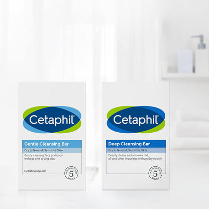 CETAPHIL Gentle Cleansing Bar, 4.5 oz (Pack of 6) | Nourishing Bar for Dry, Sensitive Skin, Non-Comedogenic