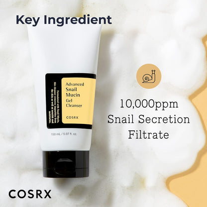 COSRX Advanced Snail Mucin Gel Cleanser – Rich Daily Deep Cleansing Gel for Dry & Sensitive Skin, 5.07 fl oz (150 mL), Korean Skin Care, Paraben-Free, Cruelty-Free