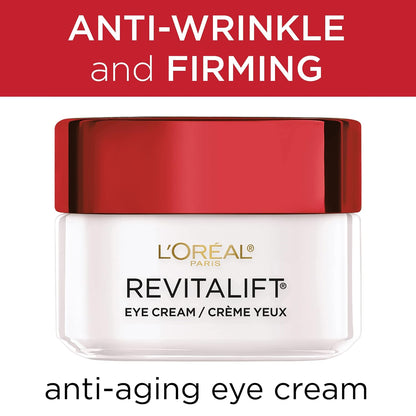 L'Oréal Paris Skincare Revitalift Anti-Wrinkle & Firming Eye Cream with Pro Retinol, Dark Circle Treatment, Fragrance-Free, 0.5 oz.