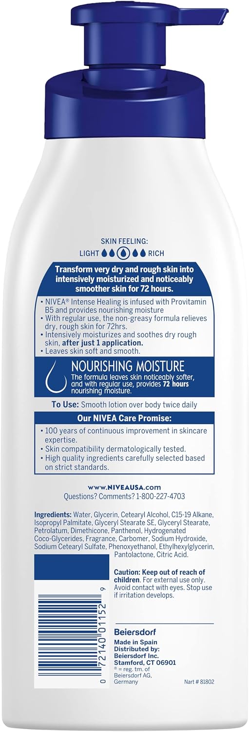 NIVEA Body Lotion, 16.9 Fl Oz | Intense Healing for Dry Skin, 72-Hour Moisturization with Deep Nourishing Serum