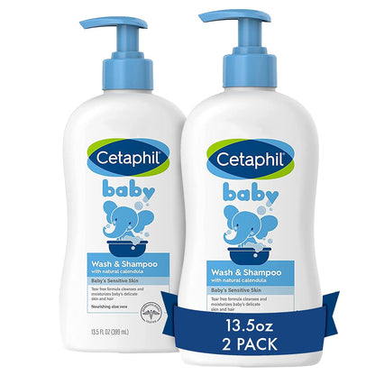 Cetaphil Baby Wash & Shampoo, 13.5oz (Pack of 2) | Hypoallergenic, Soap-Free, Gentle for Everyday Use