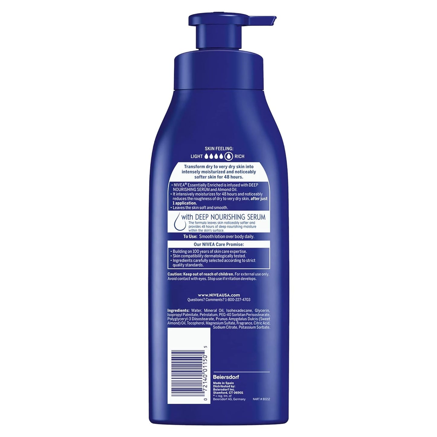 NIVEA Essentially Enriched Body Lotion for Dry Skin, 16.9 Fl Oz Pump Bottles, Pack of 2 – Deep Moisture for Smooth, Hydrated Skin.