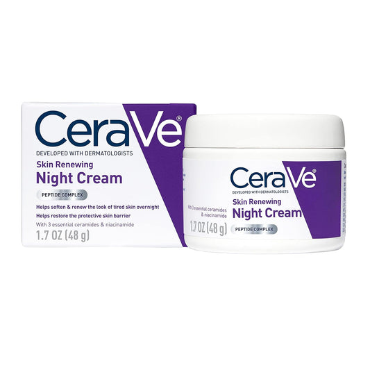 CeraVe Skin Renewing Night Cream with Niacinamide, Peptide Complex & Hyaluronic Acid – 1.7 oz, Moisturizer for Face, Packaging May Vary