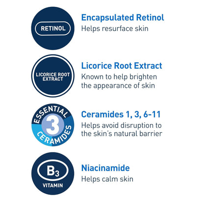 CeraVe Resurfacing Retinol Serum with Licorice Root Extract & Niacinamide – Brightening & Pore Minimizing Serum for Post-Acne Marks