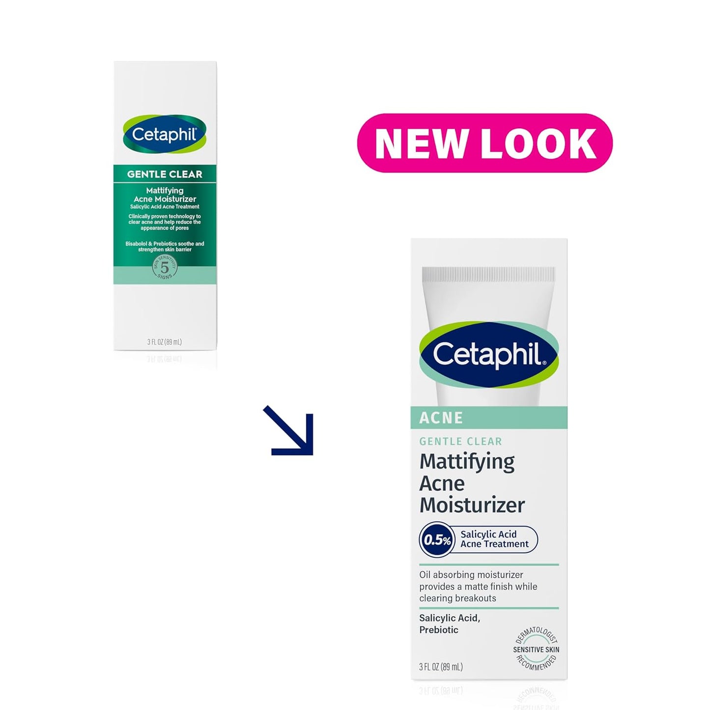 Cetaphil Face Moisturizer for Acne-Prone Skin, Mattifying & Hydrating with 0.5% Salicylic Acid, 3oz – Gentle Clear Formula for Sensitive Skin