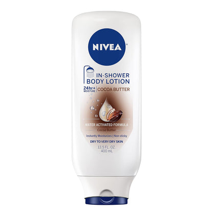 NIVEA Cocoa Butter In Shower Lotion, 13.5 Fl Oz | Moisturizing Body Lotion for Dry Skin