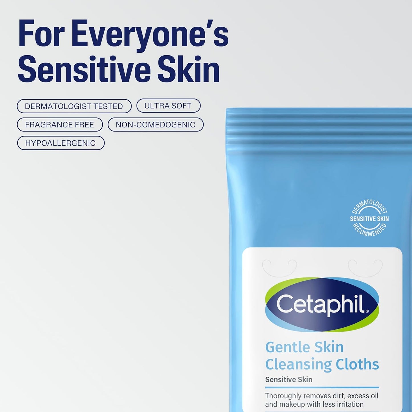 Cetaphil Gentle Face and Body Wipes for Dry, Sensitive Skin, 25 Count (Pack of 3) – Hypoallergenic, Fragrance-Free, Ideal for Travel, Gym, and On-the-Go