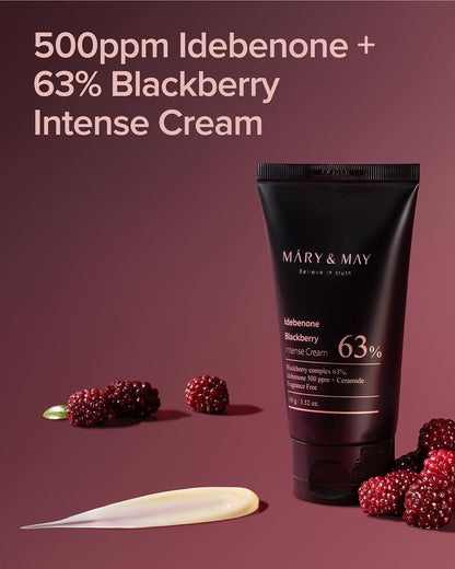 Mary&May Idebenone Blackberry Intense Hydration Cream, 3.52 oz. – Advanced Face Moisturizer with Niacinamide, Ceramide & Hyaluronic Acid for Deep Moisture & Antioxidant Protection