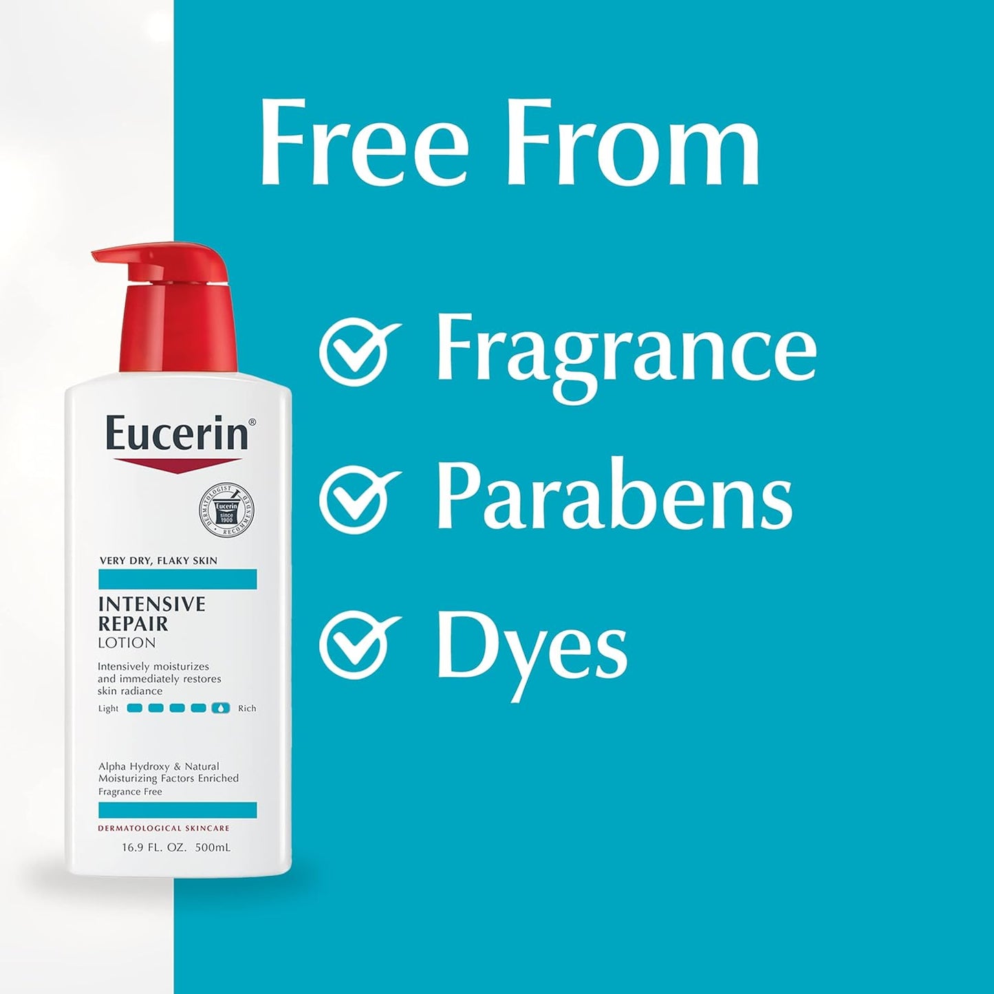 Eucerin Intensive Repair Body Lotion, 16.9 Fl Oz | Fragrance-Free Moisturizer with Alpha Hydroxy for Very Dry, Flaky Skin