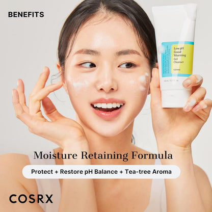 COSRX Low pH Good Morning Gel Cleanser – 5.07 fl. oz | Daily BHA Face Wash for Sensitive Skin, pH-Balancing, Gentle Korean Skincare