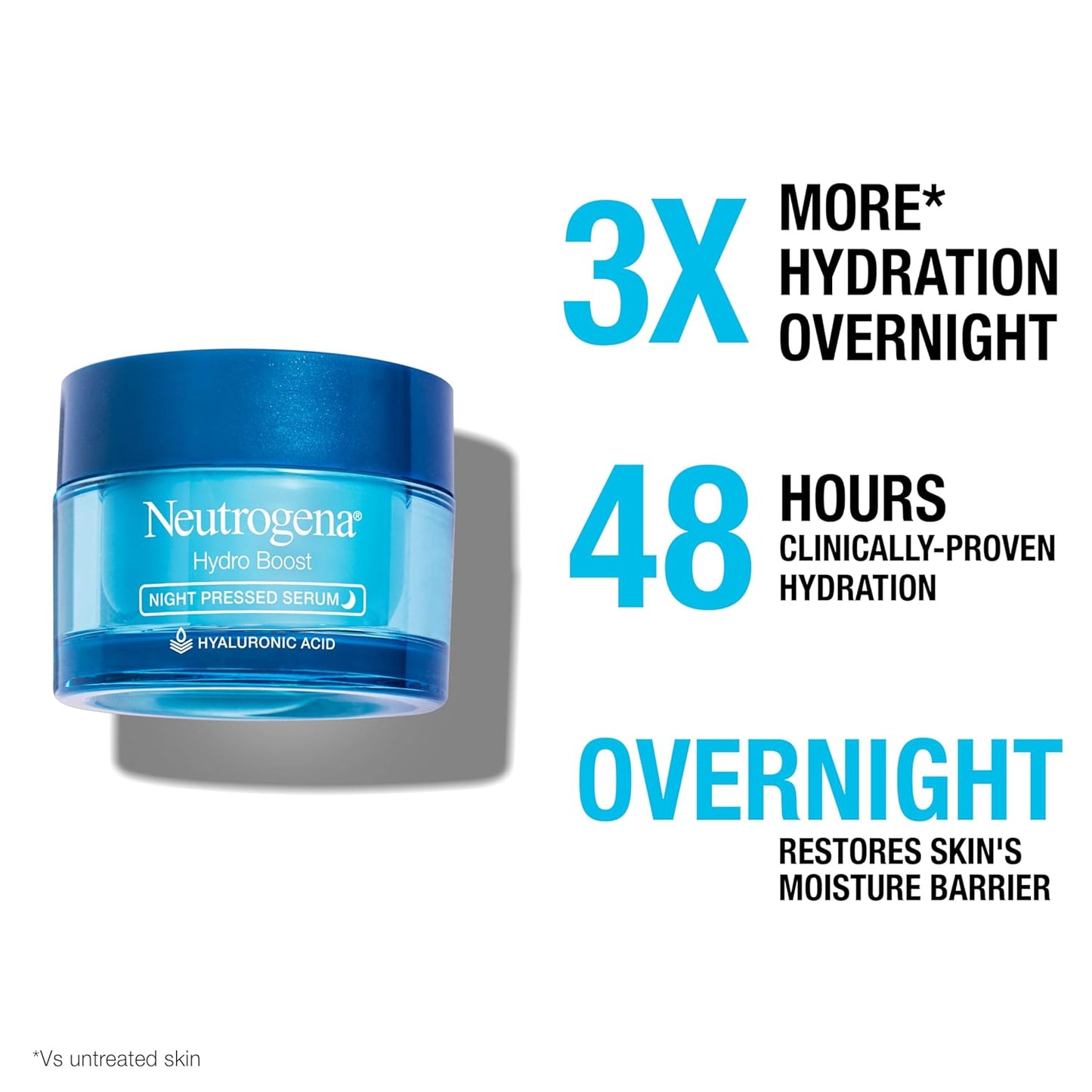 Neutrogena Hydro Boost Night Pressed Serum with Hyaluronic Acid, 1.7 oz – Overnight Hydration Facial Moisturizer for Normal to Extra Dry Skin