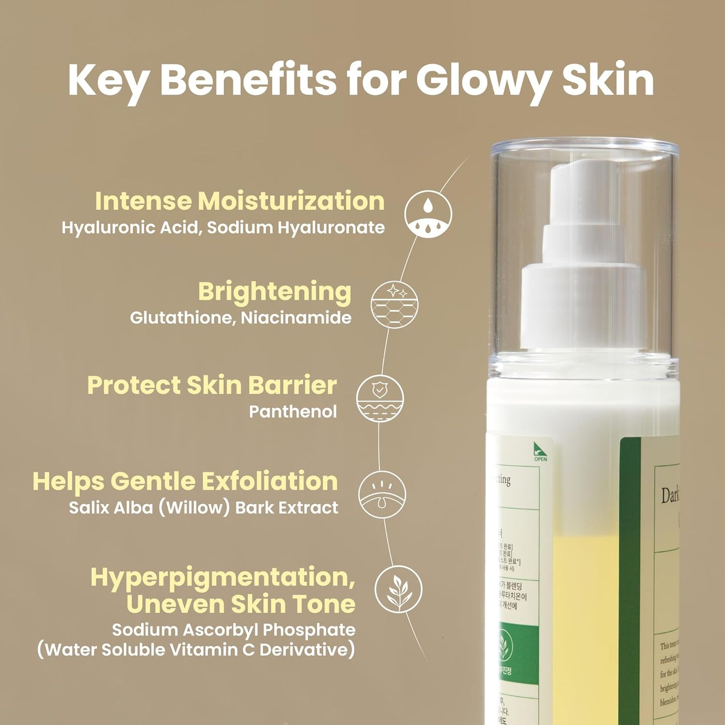 AXIS-Y Dark Spot Correcting Glow Toner, 4.22 fl. oz. (125ml) – Brightening & Soothing Toner with 98% Glutathione, 5% Niacinamide & Hyaluronic Acid – Vegan & Cruelty-Free Korean Skincare