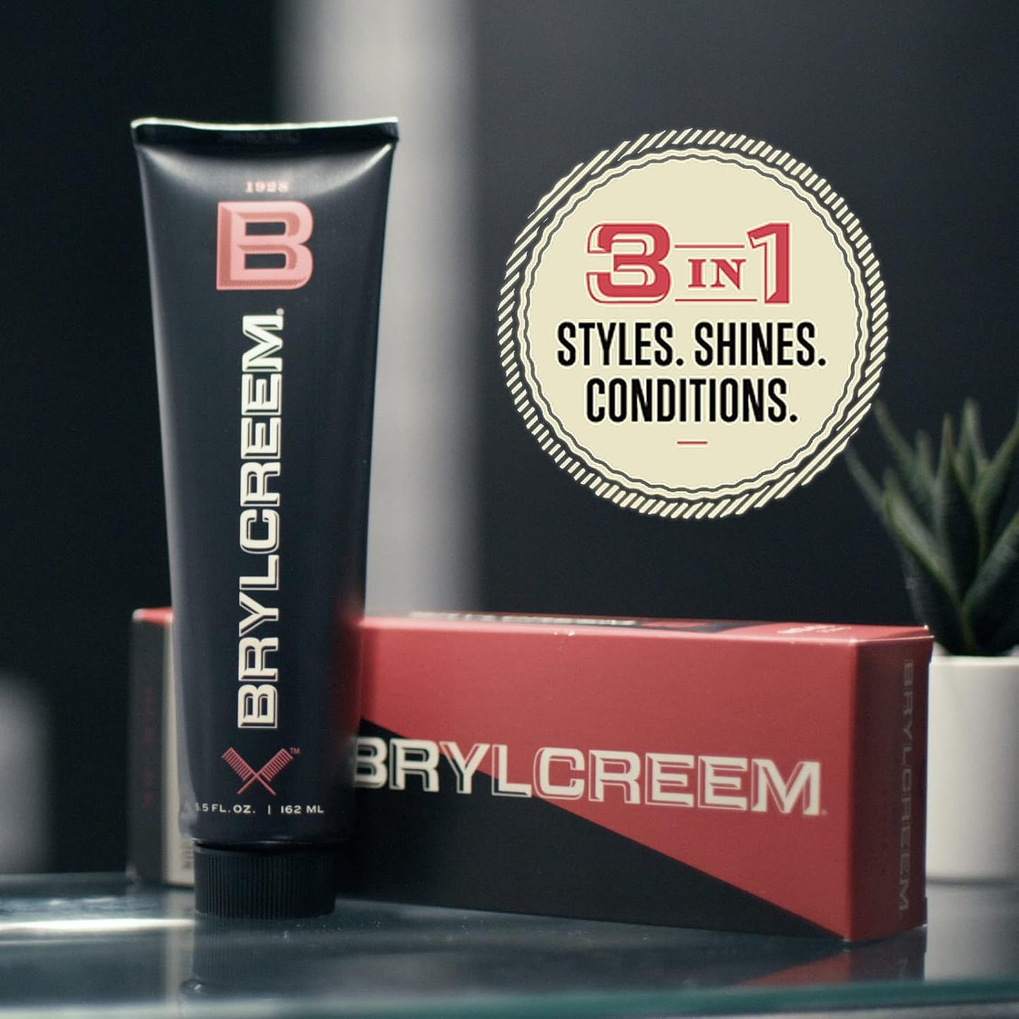 Brylcreem 3-in-1 Original High Shine Men's Hair Cream, Styling, Strengthening & Conditioning, Alcohol-Free, 5.5 Oz