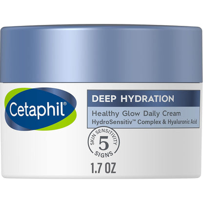 Cetaphil Deep Hydration Healthy Glow Daily Face Cream, 1.7 oz | 48-Hour Moisturizer for Dry Sensitive Skin, with Hyaluronic Acid, Vitamin E & B5