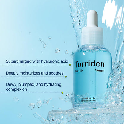 Torriden DIVE-IN Low-Molecular Hyaluronic Acid Serum, 1.69 fl. oz. – Deep Hydration for Dry Skin, Vegan, Clean & Cruelty-Free Formula