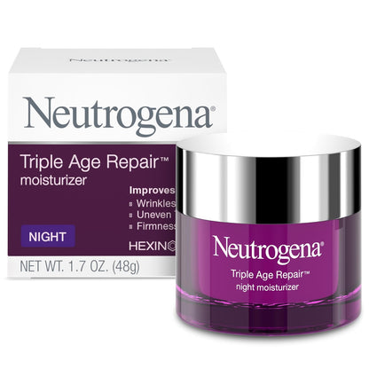 Neutrogena Triple Age Repair Anti-Aging Night Cream with Vitamin C, Firming Face & Neck Cream, Fights Wrinkles & Evens Tone, 1.7 oz