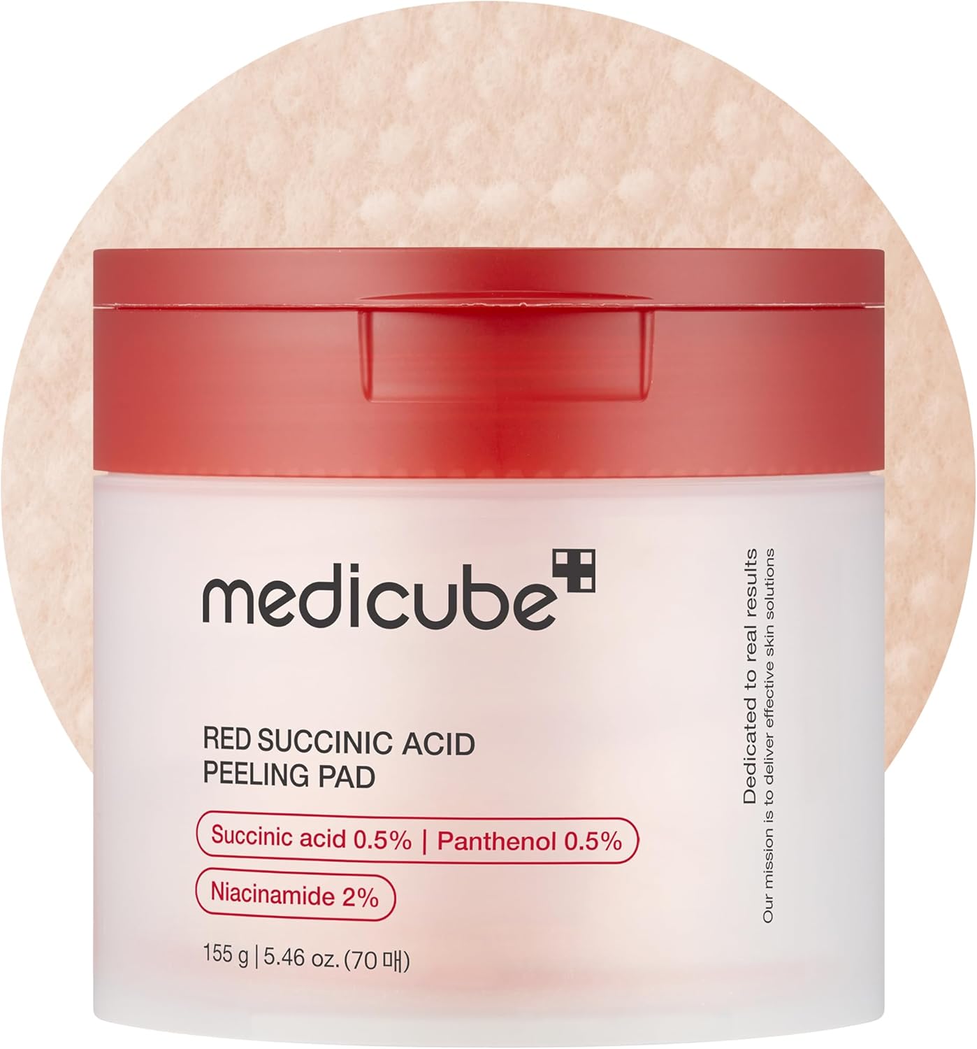 Medicube Red Succinic Acid Panthenol Peeling Pads – Exfoliating Toner Pads for Breakout-Prone Skin with Niacinamide, AHA, BHA, and Soothing Panthenol – Non-Comedogenic