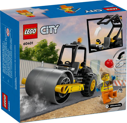 LEGO City Construction Steamroller Playset – Fun Construction Toy with Model Truck and Worker Minifigure, Imaginative Play for Kids Aged 5+, Perfect Gift for Boys and Girls, 60401